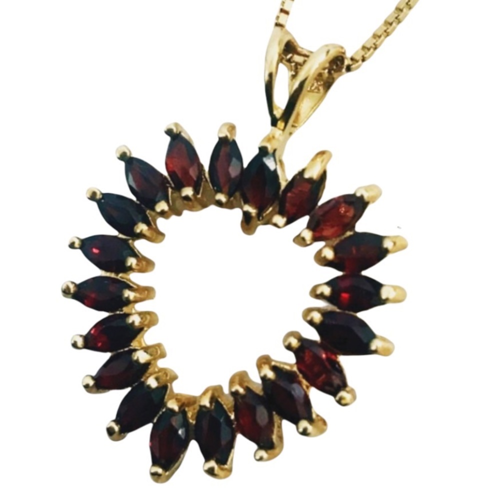 Marquise Cut Amber Heart Necklace 18” Gold Tone Over 925 SS Chain NWOT